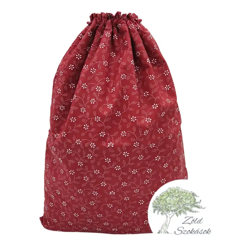 Kenyeres zsák, kékfestő mintás bordó
