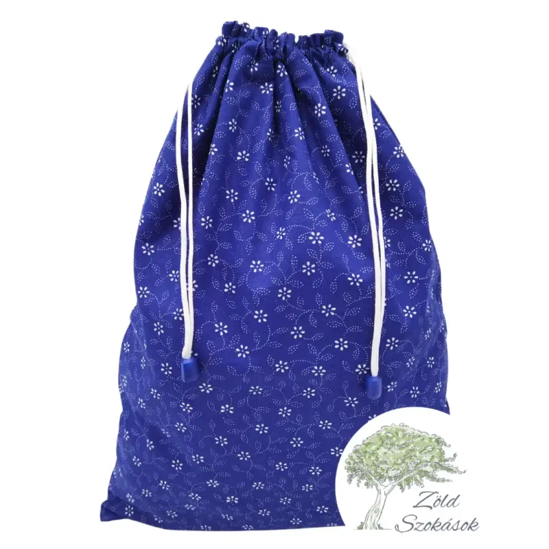 Kenyeres zsák, kékfestő mintás kék