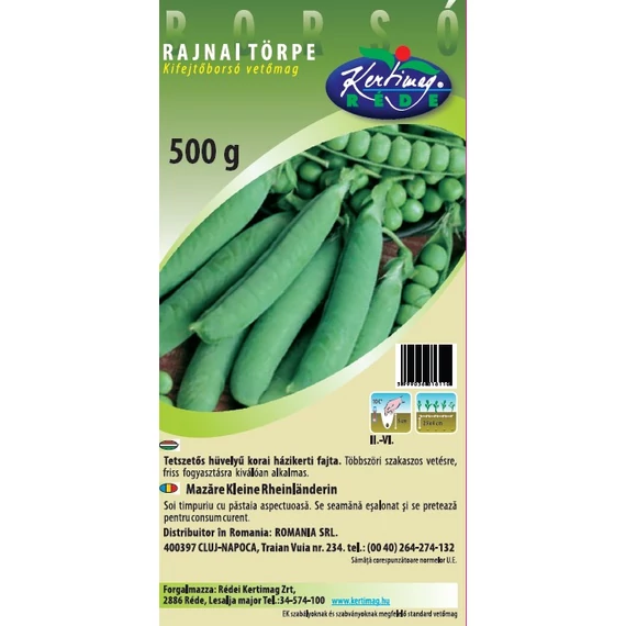 Kifejtőborsó vetőmag, Rajnai törpe, 500 g – Rédei Kertimag