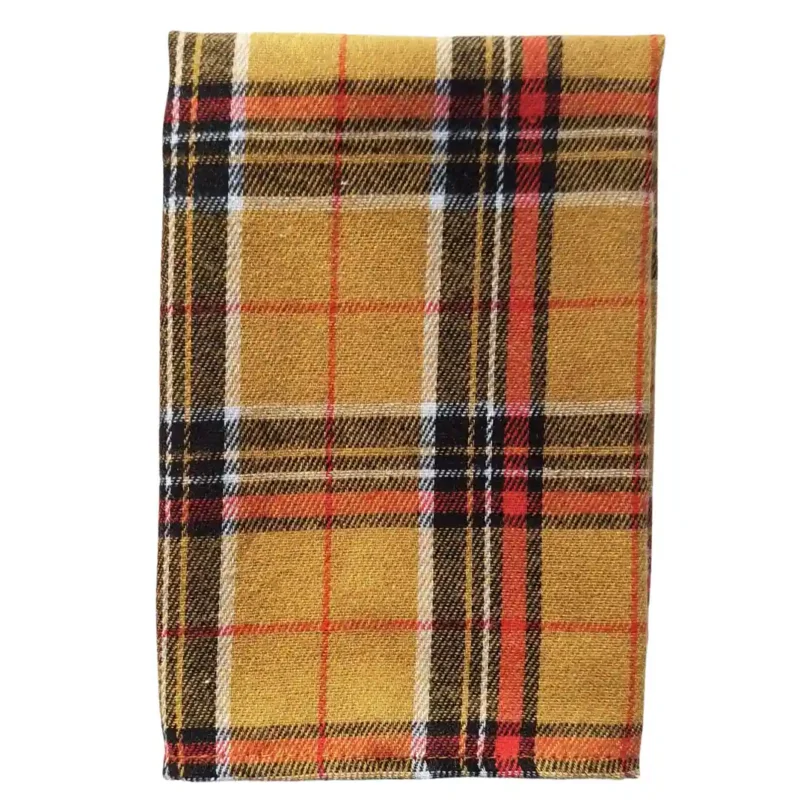 Pamut flanel textil zsebkendő, mustársárga skót kockás